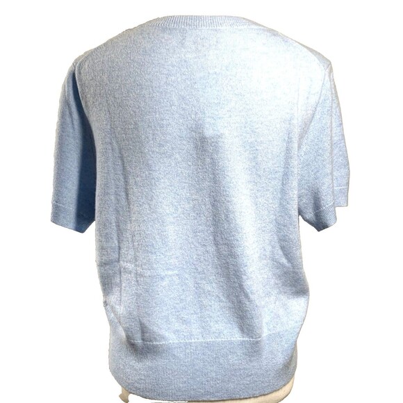 NEW J Crew Cashmere Shrunken T Shirt Sweater XL Light Blue Short Sleeve Luxury - Picture 3 of 10
